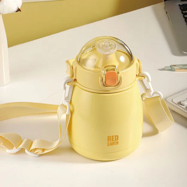 صفقة التخليص لطيف معزول زجاجة مياه الفولاذ المقاوم للصدأ مع حزام القش 900 مللي جدار مزدوج العزل مانعة للتسرب كوب قابل لإعادة الاستخدام