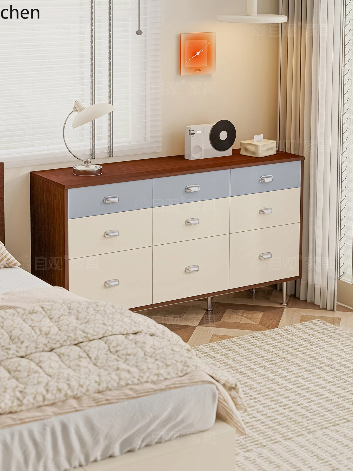 HXL Chest of Drawers Bedroom Solid Wood Bedside Cabinet Simple Wall-Mounted Storage Drawer Cabinet