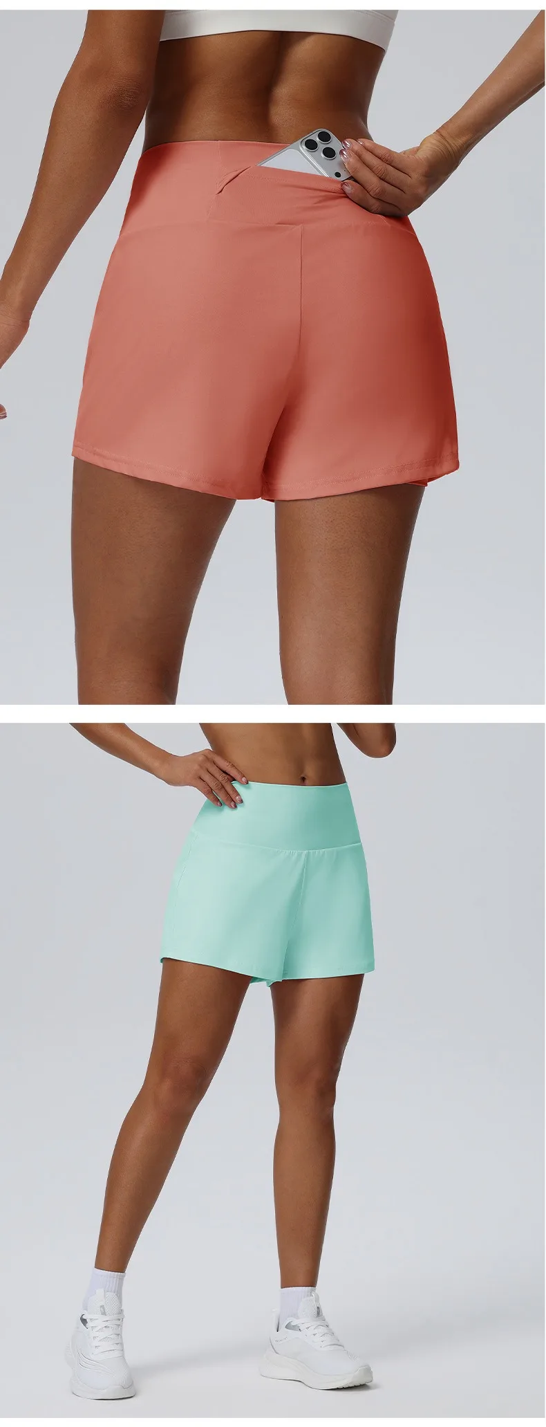 Women's Summer Loose Running Shorts 2-in-1Quick Dry Athletic Yoga Gym Shorts with Pockets Yoga Fitness Sports Shorts