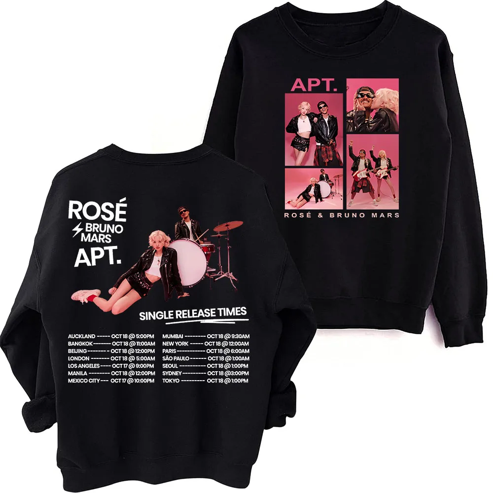 ROSÉ & Bruno Mars APT Sweatshirt Oversized Harajuku Round Neck Long Sleeve Sweatshirts Tour Fans Men Women Autumn Winter Y2k