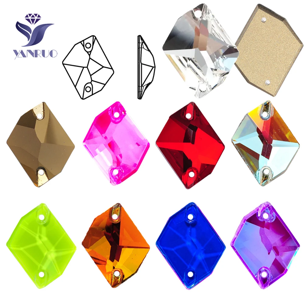 YANRUO Cosmic 6A Hochwertige abgeschrägte Flatback-DIY-Glas-Strass-Steine, neonfarbene zum Aufnähen, Kristallsteine für Kleidung und Accessoires