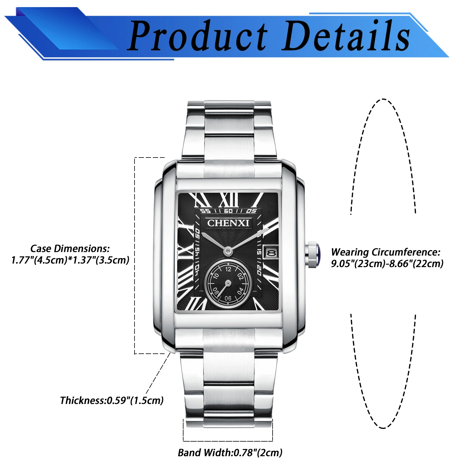 LANCARDO-reloj de cuarzo de lujo para hombre, cronógrafo de pulsera de acero inoxidable, resistente al agua, esfera cuadrada, fecha, tridimensional, informal, de negocios