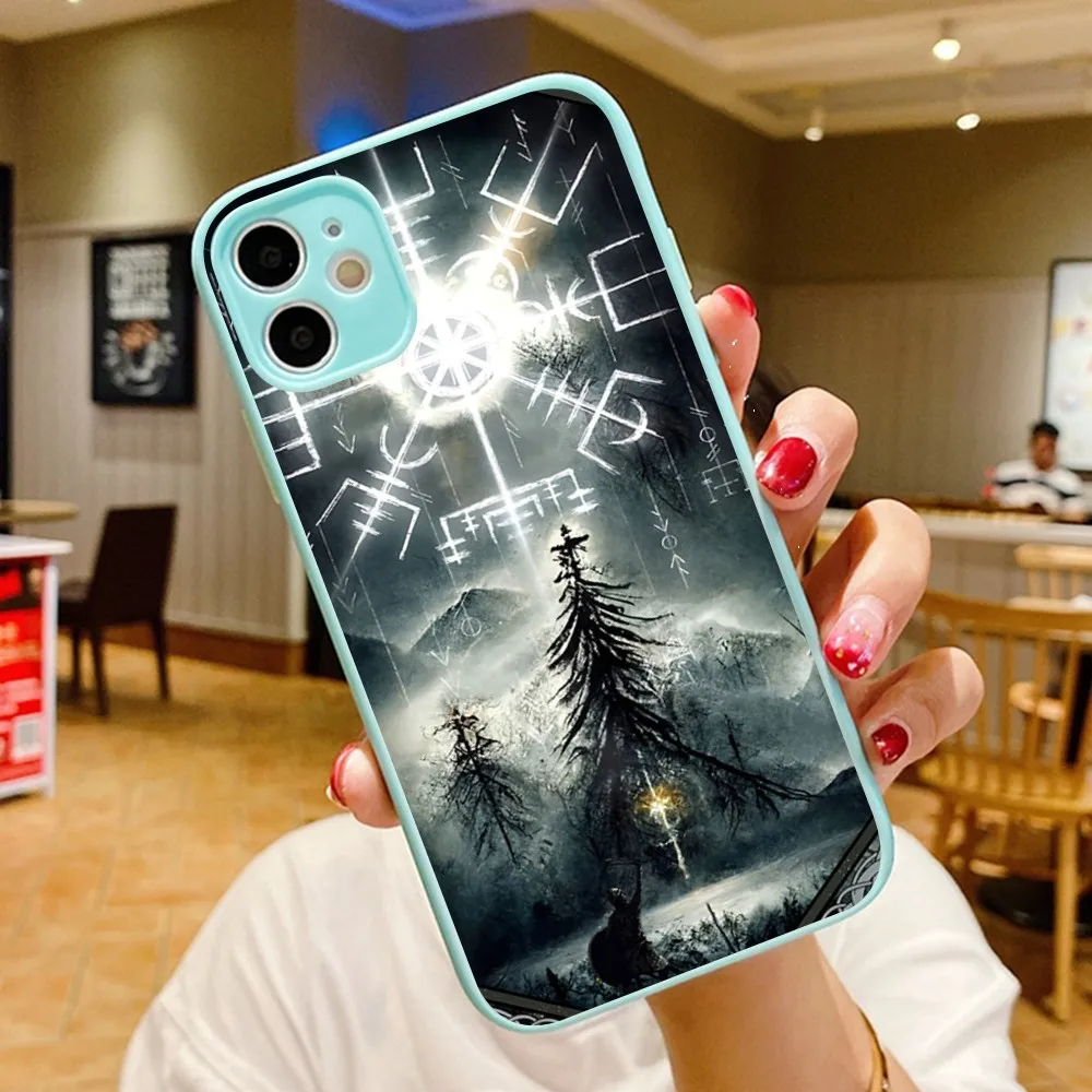 V-Viking Vegvisir Logo Phone Case for iPhone 14 11 12 13 Mini Pro Max 8 7 Plus X XR XS MAX Translucent Matte Cover