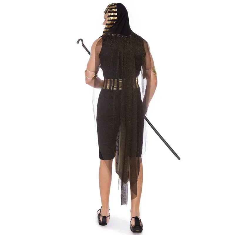 بدلة لعب الأدوار وصلت حديثًا زي فرعون تنكري للرجال بدلة الملك مصر القديمة للبالغين أزياء الهالوين للرجال كرنف #4