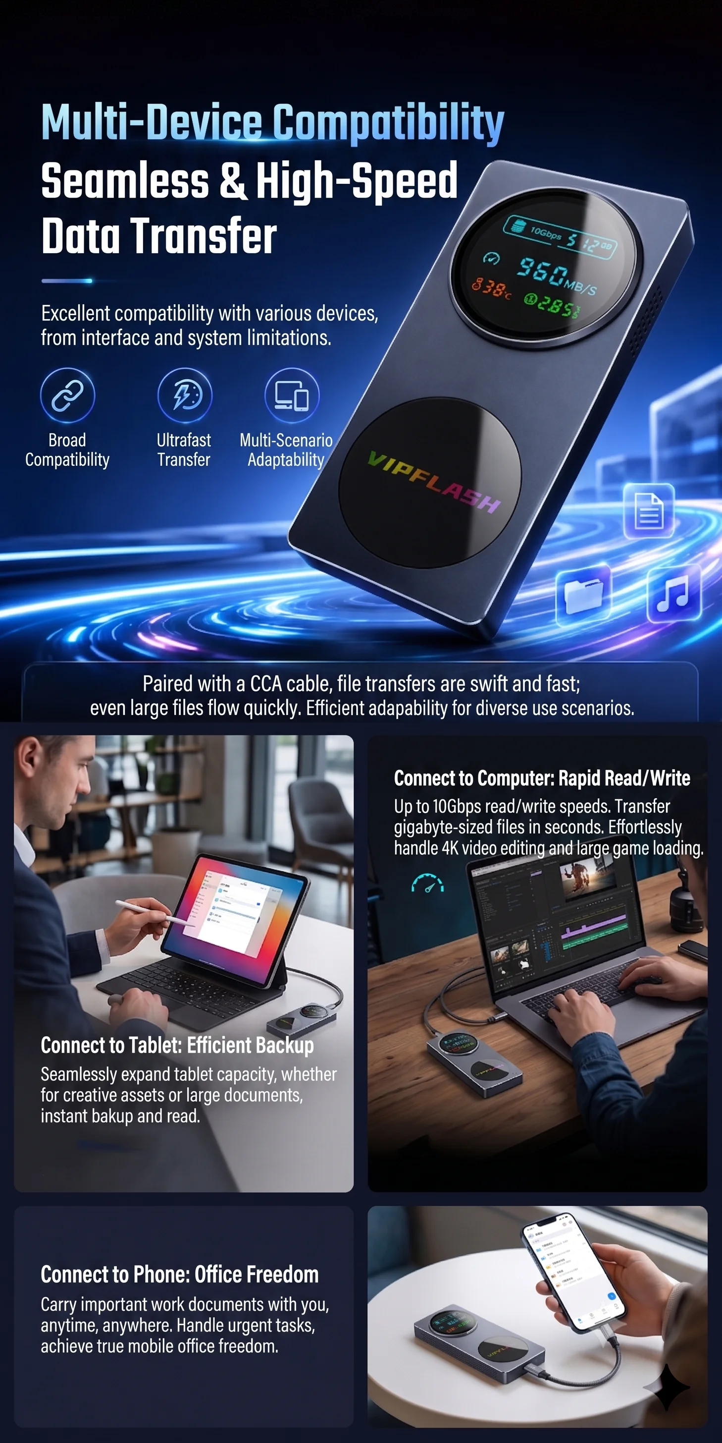 M.2 NVMe SSD-Gehäuse 10Gbps USB-C 3.2 Gen2 Externes Gehäuse Unterstützt M- und B&M-Schlüssel 2280 SSD Aluminiumgehäuse UASP für NVMe – Detail 9