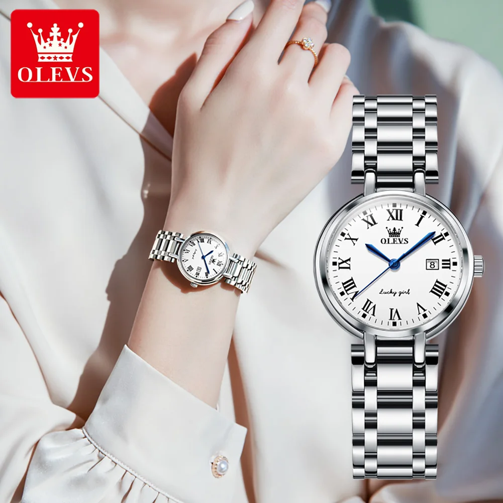 

OLEVS Brand New Women Watches Creative Silver Stainless Steel Strap Womens Watch Female Waterproof Clock Ladies Relogio Feminino