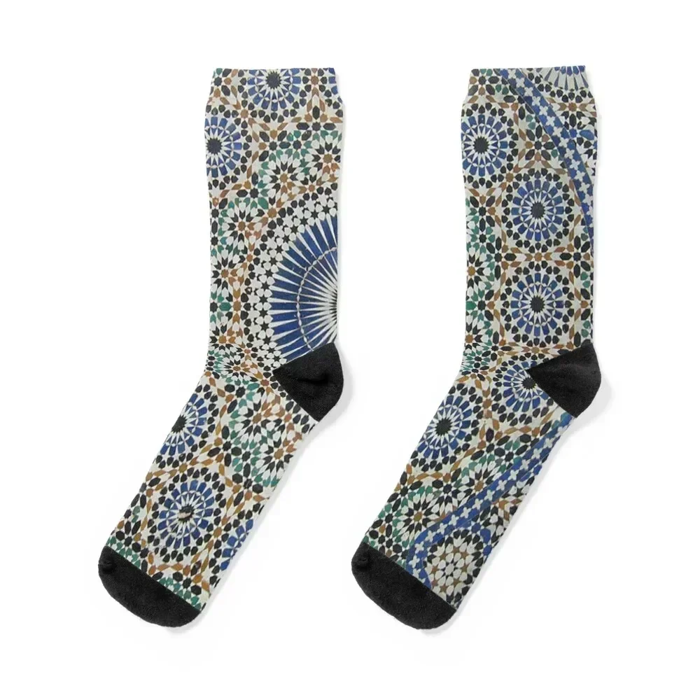 

zellige moroccan mosaic tilework, traditional moroccan art Socks compression funny gift Socks Men Women's