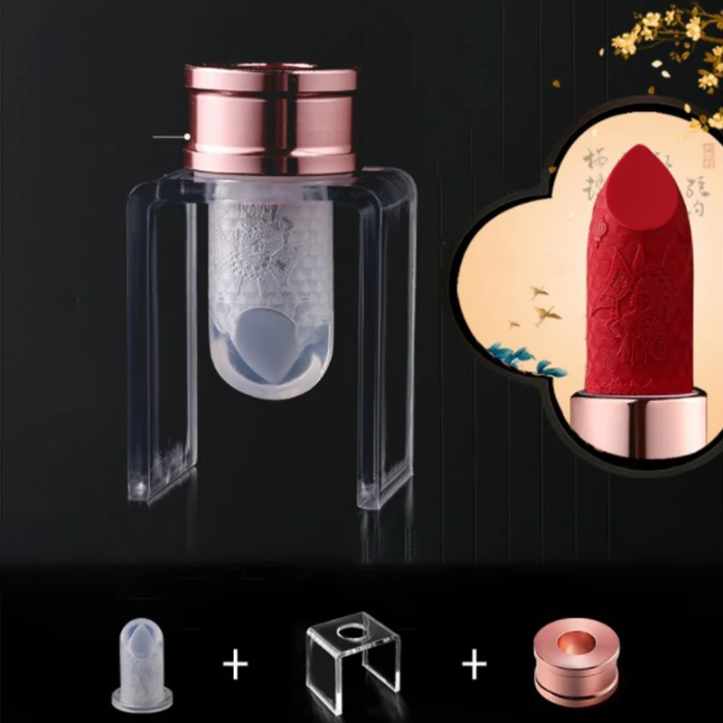 1set DIY Silicone Lip Balm Mold Silicone Lipstick Mold Aluminum Ring Mould Holder Crafts Tool Stand Tube