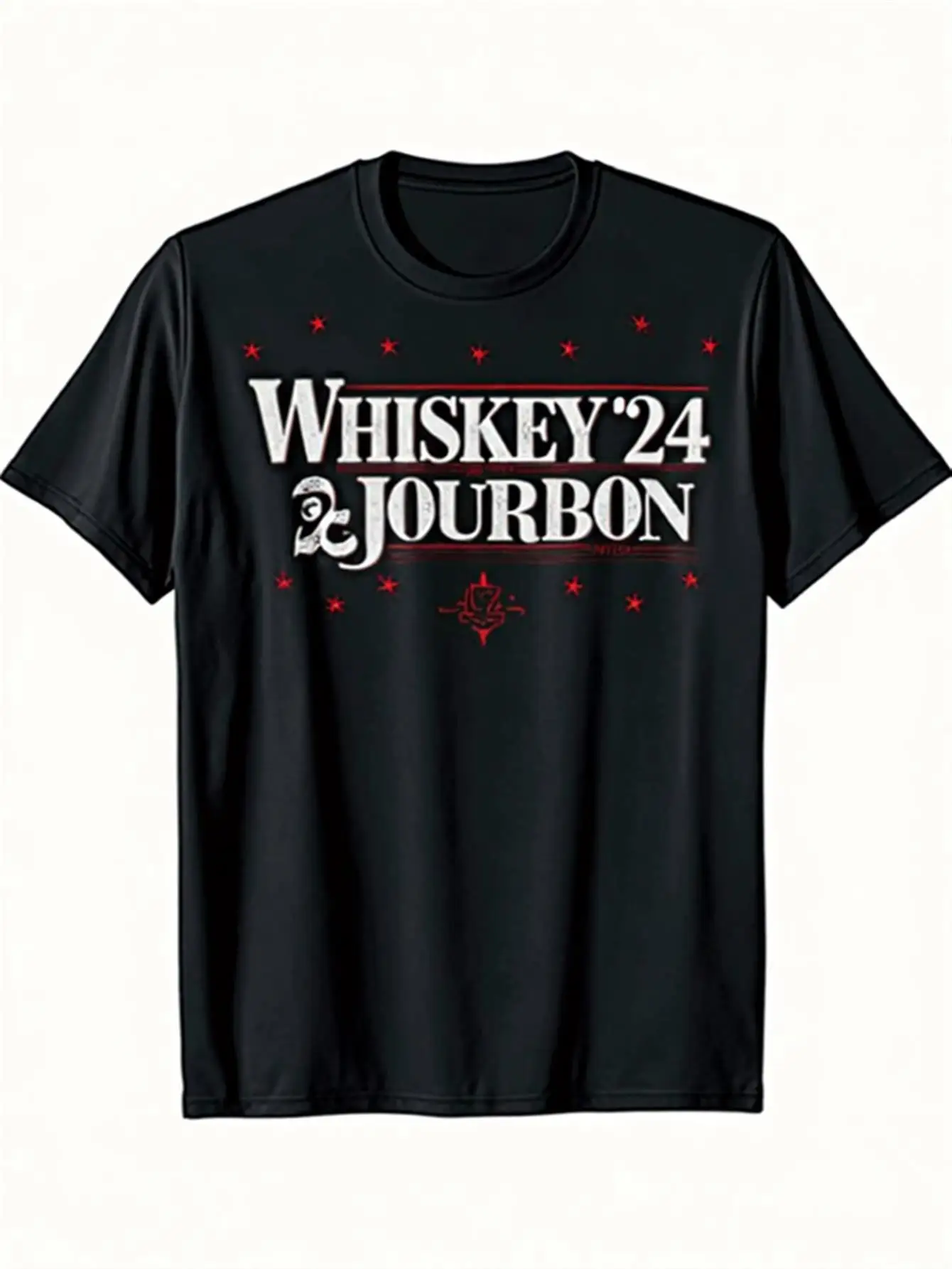 

Men's Black Whiskey and Bourbon Graphic T-Shirt 247 Barrel Print with Red Accent Lines and Star Design 100% Cotton Casual Crew Neck Short Sleeve Shirt Suitable for Bourbon Lovers Gift Choice for Outdoor and Daily Wear