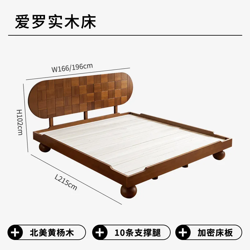 Factory Direct 2026 Bed medieval solid wood 1.8 meters double ribs frame 1.5 meters bedroom retro style furniture
