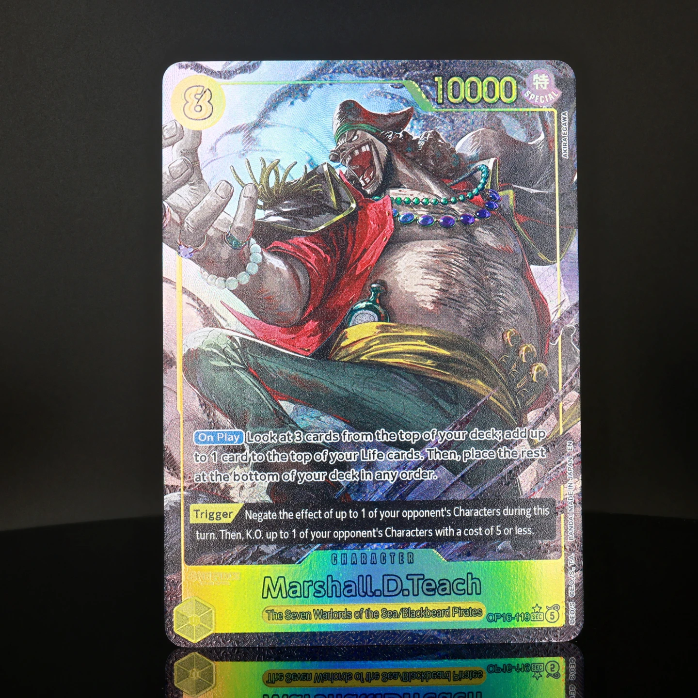 One Piece TCG OPCG Englisch OP16-119 Teach SEC Regular Alt Art Karte 8 Kosten Gelb Teach Texturierte Folienkarte Anime Sammelkarte – Detail 2