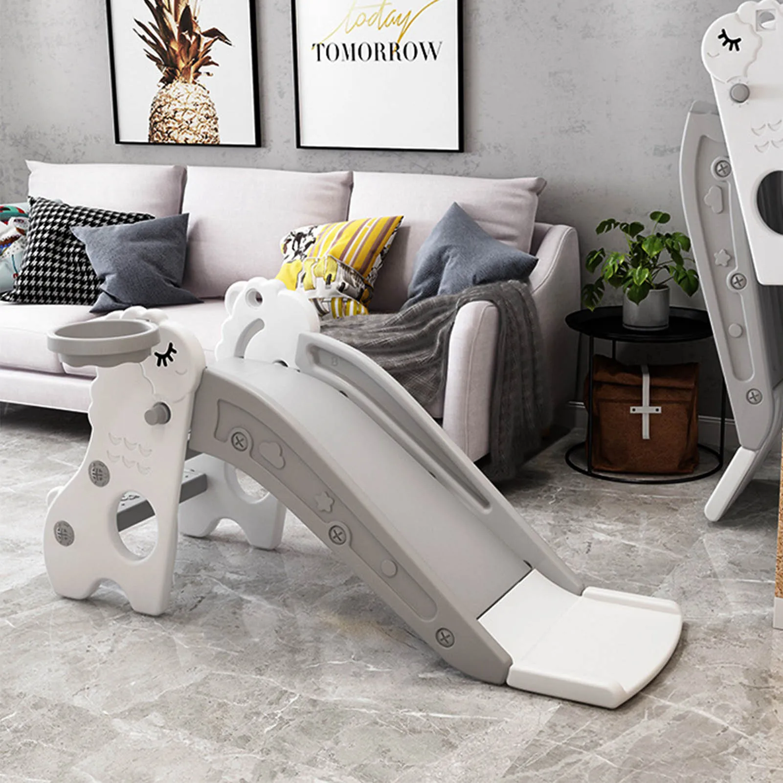 Crianças alpinista jogar slide interior slide forma de ovelha seguro autônomo economia de espaço dobrável para sala de estar para meninos meninas