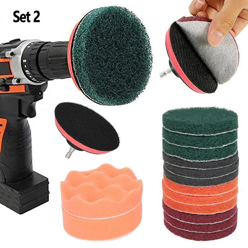 

Power Scrubber Scouring Pad Rotary Tool Fitting Electric Soft Drill Pad Tubs Glass Stone Tile Cleaning Kit for Polishing Machine