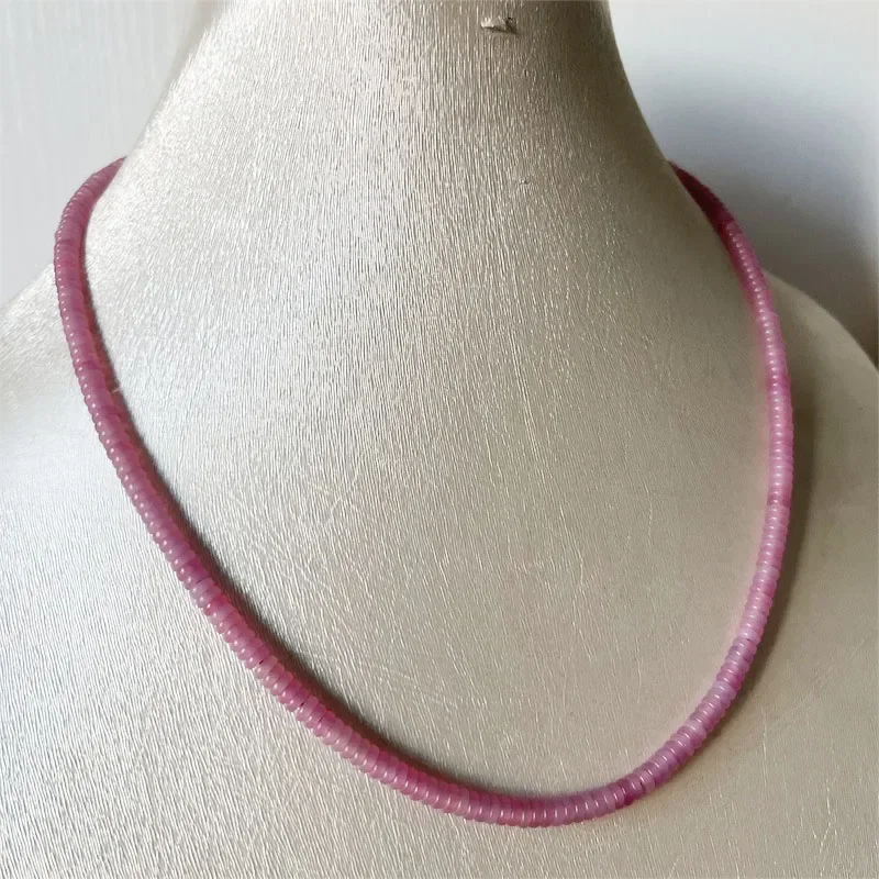 2*4MM Oval Pink Red Rubellite Jade Necklace Natural Stone Jewelry Bijoux Lady Party Gift Wedding Birthday Handwork Clavicle