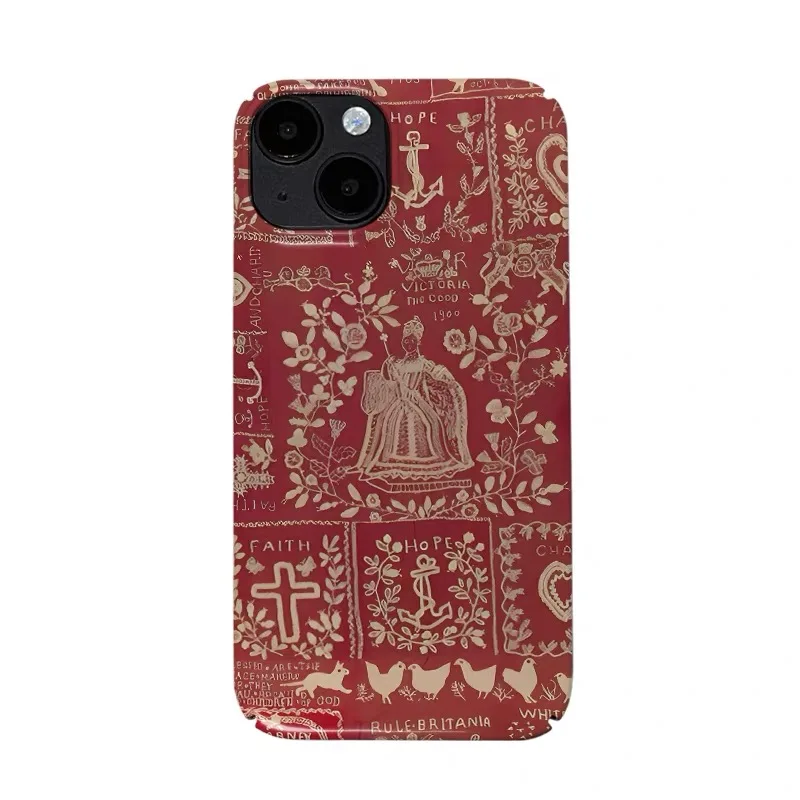 

Ins Red Illustration Cross Case for IPHONE 17 16E 15 PROMAX 14 16 Plus 13 12 MINI 11 PRO XR XS MAX SE 7 8 Acrylic Phone Cover