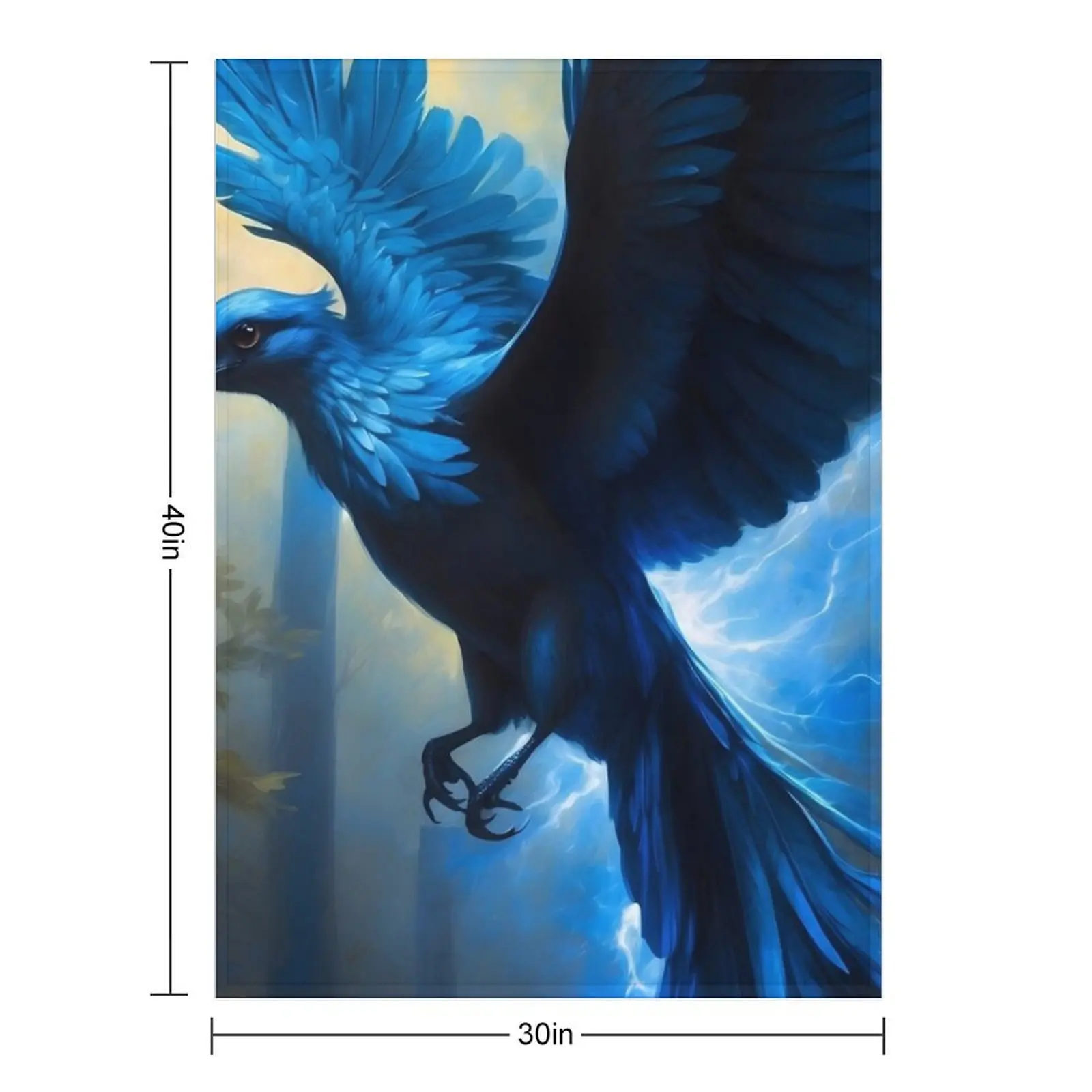 Glowing Blue Bird in Flight Throw Blanket Tourist Thin Plaid bed plaid Furry Blankets