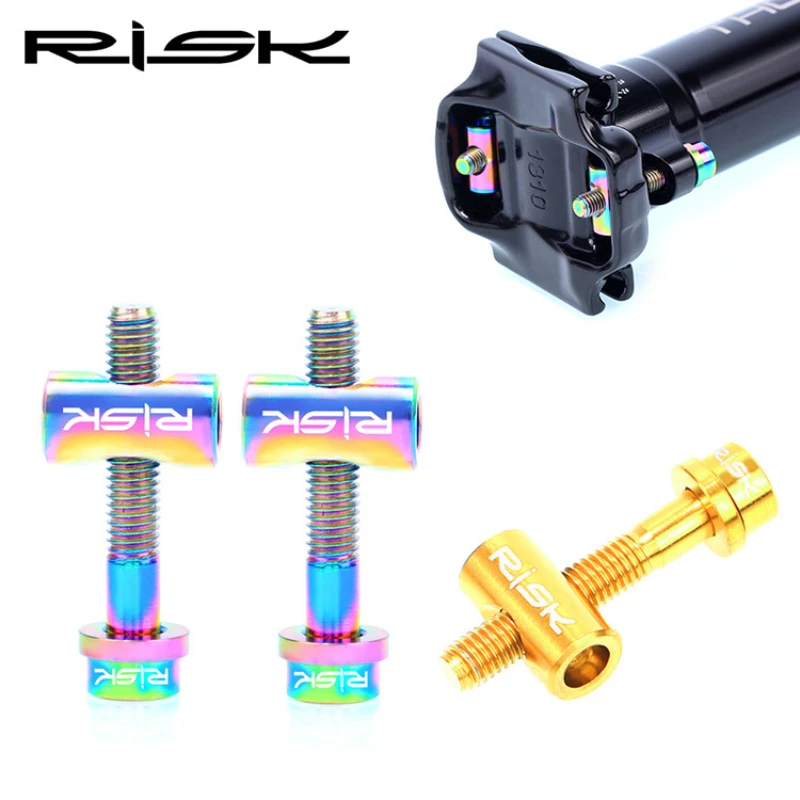 RISK Seat Rod Titanium Alloy Screw Seatpost Fixing Screw M5x30/40mm 2Pcs Bike Seat Post Fixed Bolts TC4 Titanium