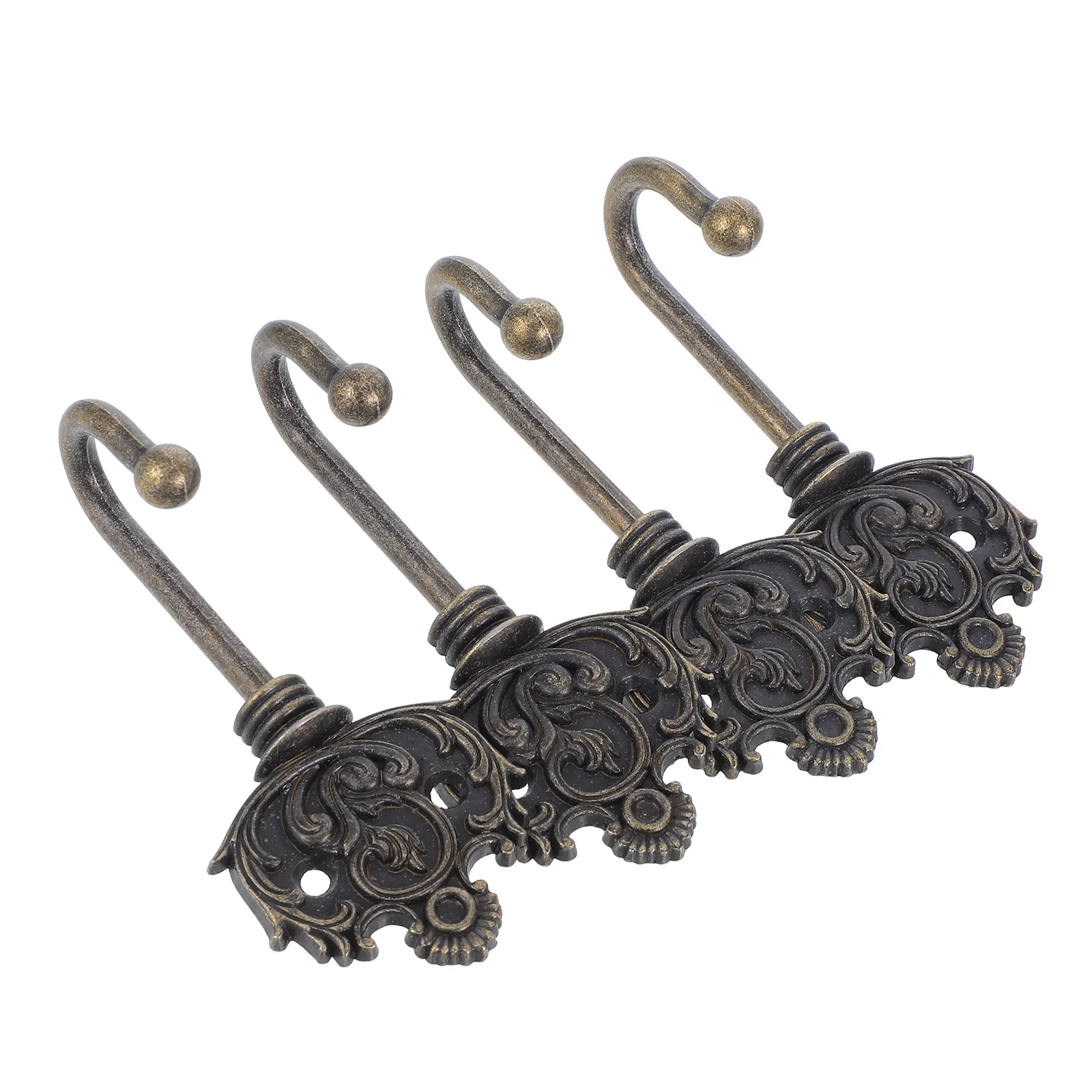 

4pcs Bronze Hooks Vintage Decorative Wall Mounts Home Rustic Coat Hat Key Holder Metal Hanger Farmhouse