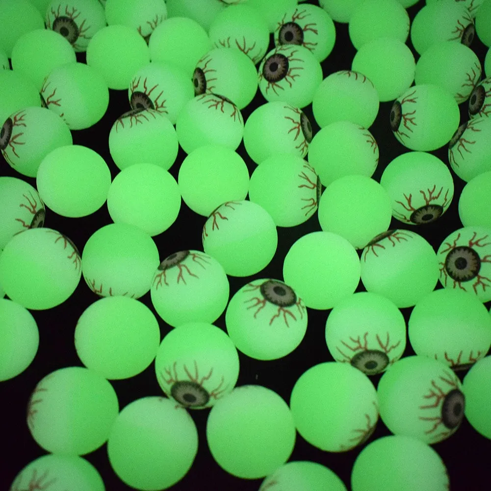 10pcs Glow in The Dark Eyeball 32MM Bouncy Ball Halloween Supplies Toys Horror Luminous Scary Ball Kids Toys Gift Fake Eyeballs