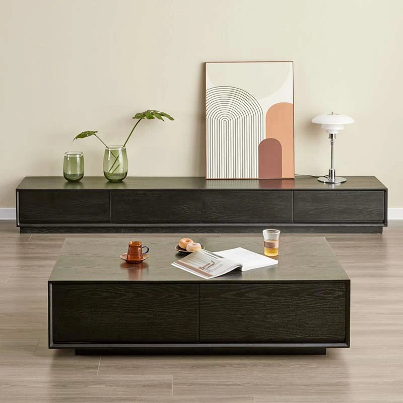 

Современный простой черный ТВ-шкаф из массива дерева, развлекательный центр, гостиная, квартира, бытовая минималистичная стоячая мебель