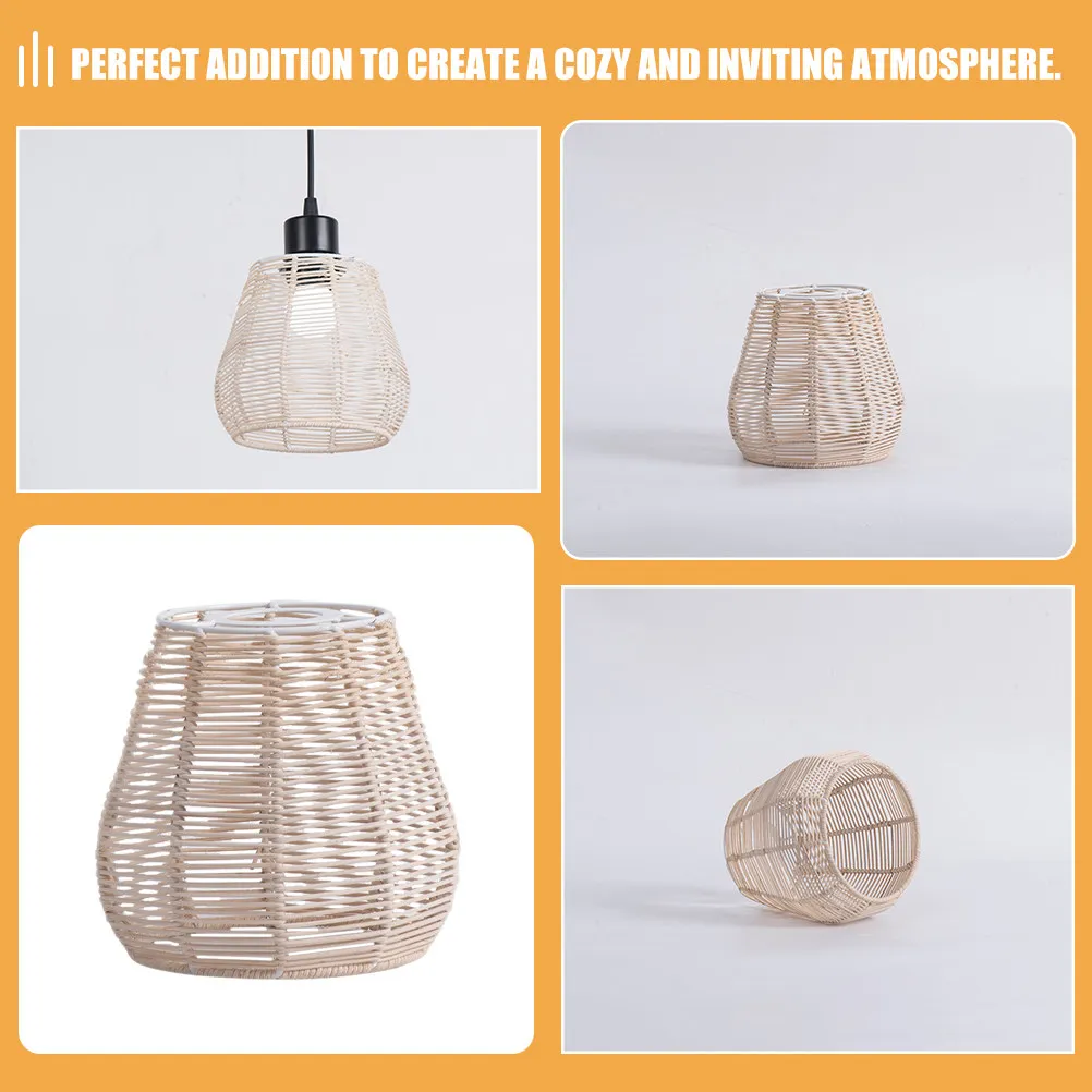 Woven Lamp Shade Replacement for Pendant Light Fixtures Rustic Tea Room Bar Kitchen Decor Unique Artistic Hanging Lampshade