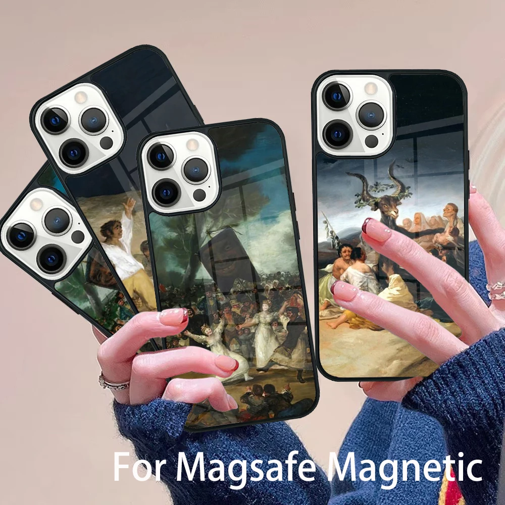 

Francisco Goya Paintings Phone Case Magesafe Magnetic Wireless Charge Cover For IPhone 16 11 12 13 14 15 Pro Max Plus Mini