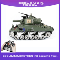 COOLBANK 1/18 2.4G RC Tank US. M4A3 Infrared Remote Control Main Battle Tank Model, WWII Tank RC Military Vehicle Model For Boys