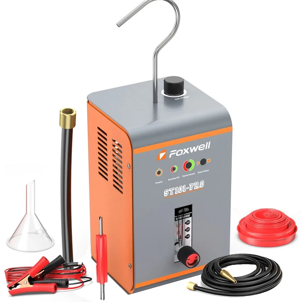 

FOXWELL EVAP Car Smoke Leak ST101 Pro Smoke Machine Leak Detector with Built-in Air Pump Flower Meter Auto Engine Vacuum Tools
