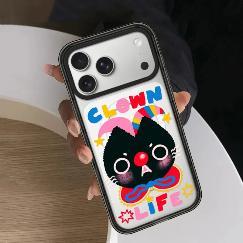 

Colorful Letter Rabbit Acrylic Black Border Magnetic Impact Cover for IPhone 13 14 15 16 17 Pro Max Case for IPhone 17 Air