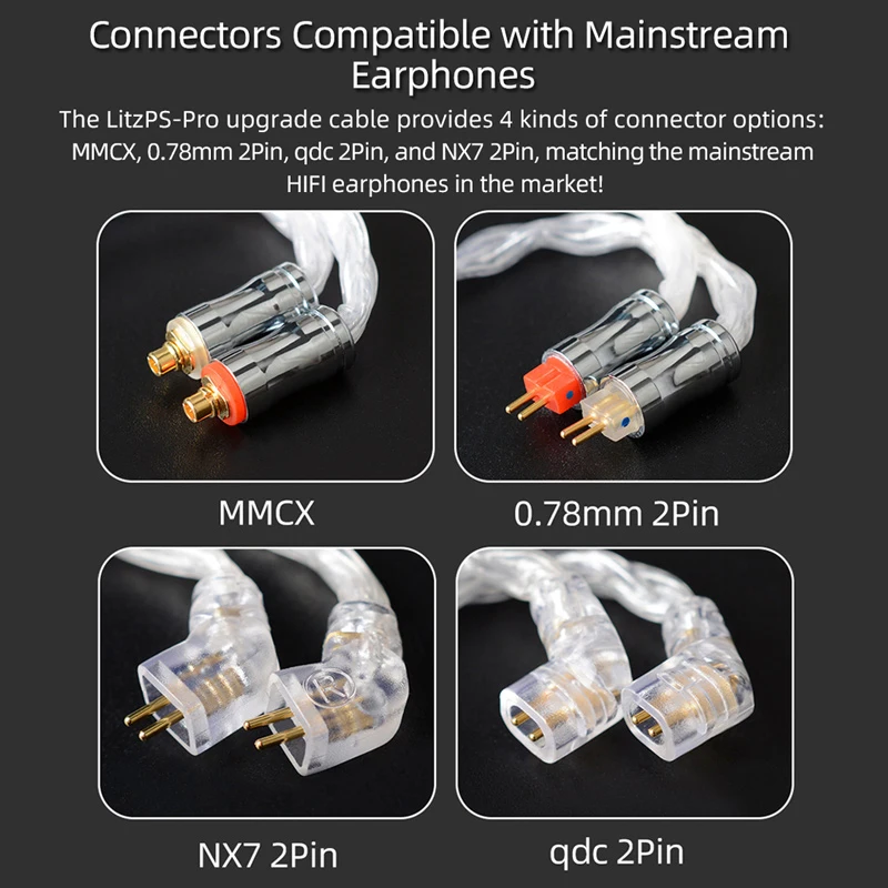 NICEHCK LitzPS-Pro 8 コア 4N リッツ純銀イヤホンケーブル 3.5mm/2.5