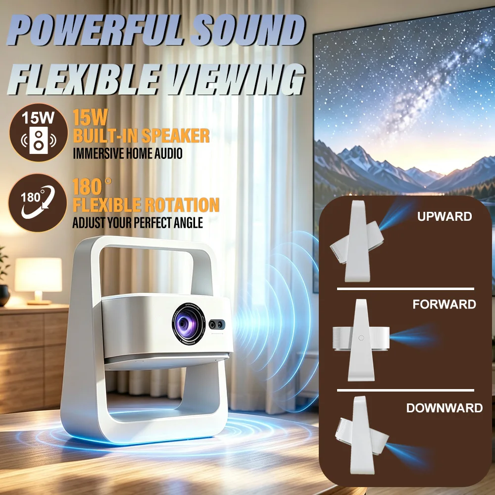Home Projector High Resolution 4K Video Full HD Native 1080P For Backyard Camping Cinema Theater Android 12 Portable Projector