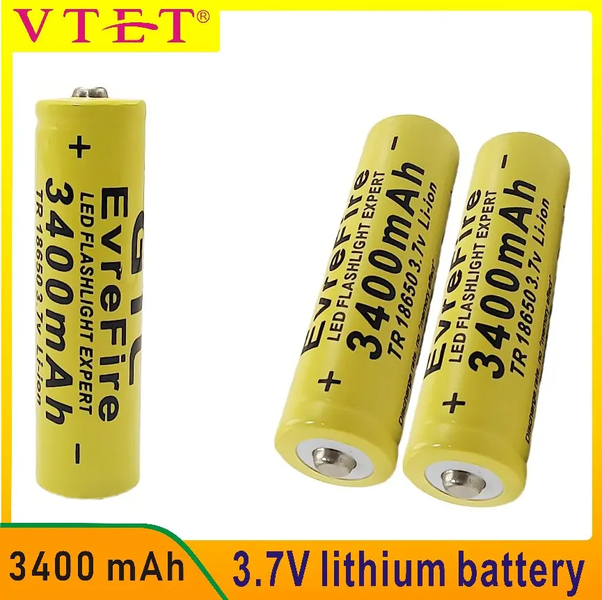 VTET 2025 НОВЫЙ аккумулятор 18650, 3,7 В, 3400 мАч, литий-ионная аккумуляторная батарея для светодиодного фонарика, литий-ионная батарея высокой емкости VTET 2025 НОВЫЙ аккумулятор 18650, 3,7 В, 3400 мАч, литий-ионная аккумуляторная батарея для светодиодного фонарика, литий-ионная батарея высокой емкости