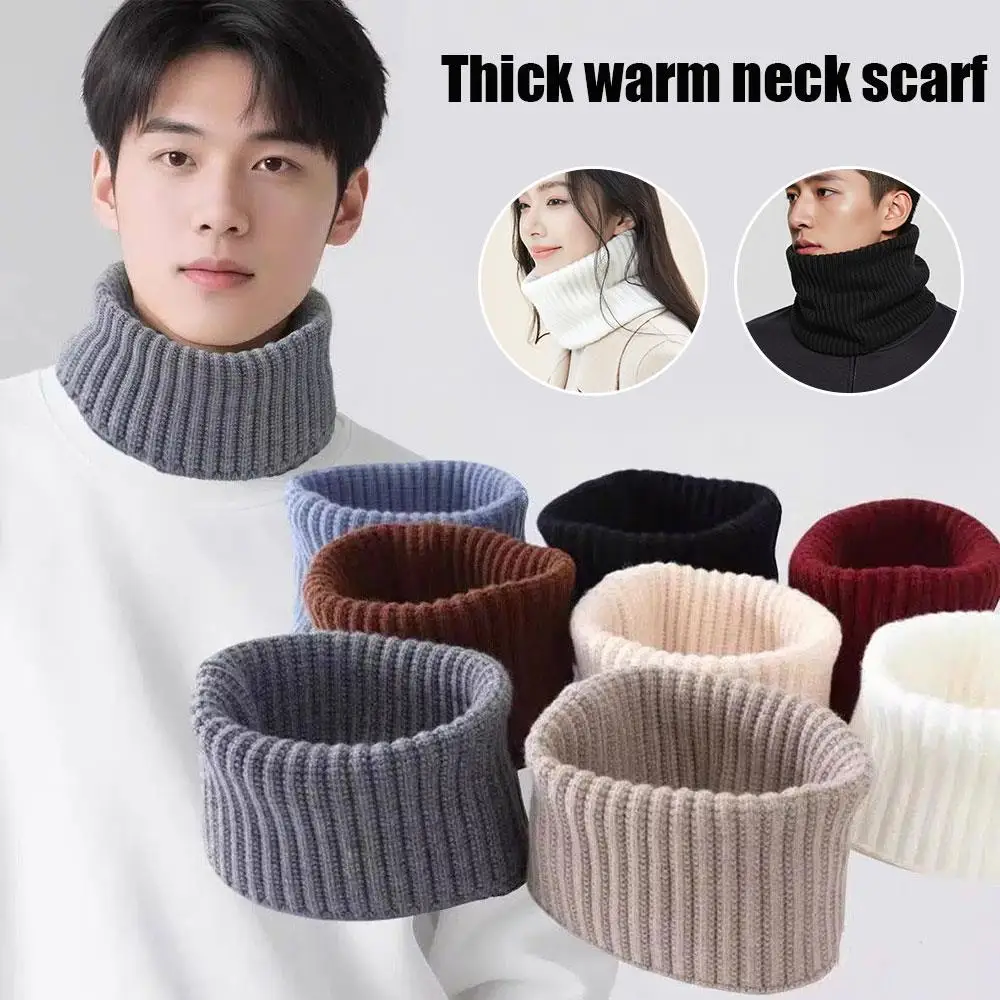 Cashmere Neck Warmer Knitted Neck Scarf Warm Windproof Cervical Collar Thick Design Winter Scarf Men Women Collar Ring Scarf