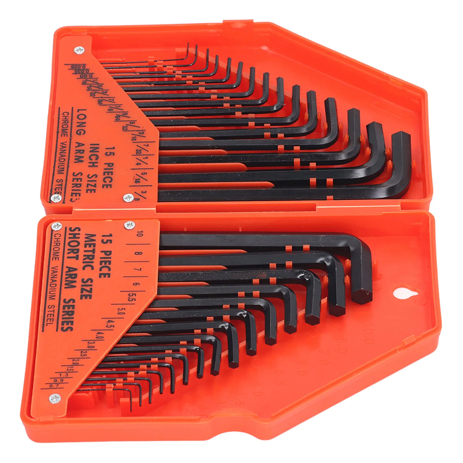 30 Pcs Hex Wrench Set 45 Steel High Strength Inch Metric Long Short Arm Hex Key Combo Tools