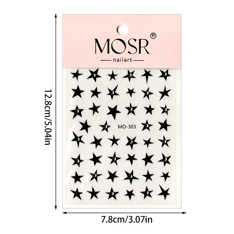 3D Irregular Pentagram With Rhinestone Nail Stickers Y2K Satr Nail Art Decals Starlight Charm Foils Decoration Self Adhesive