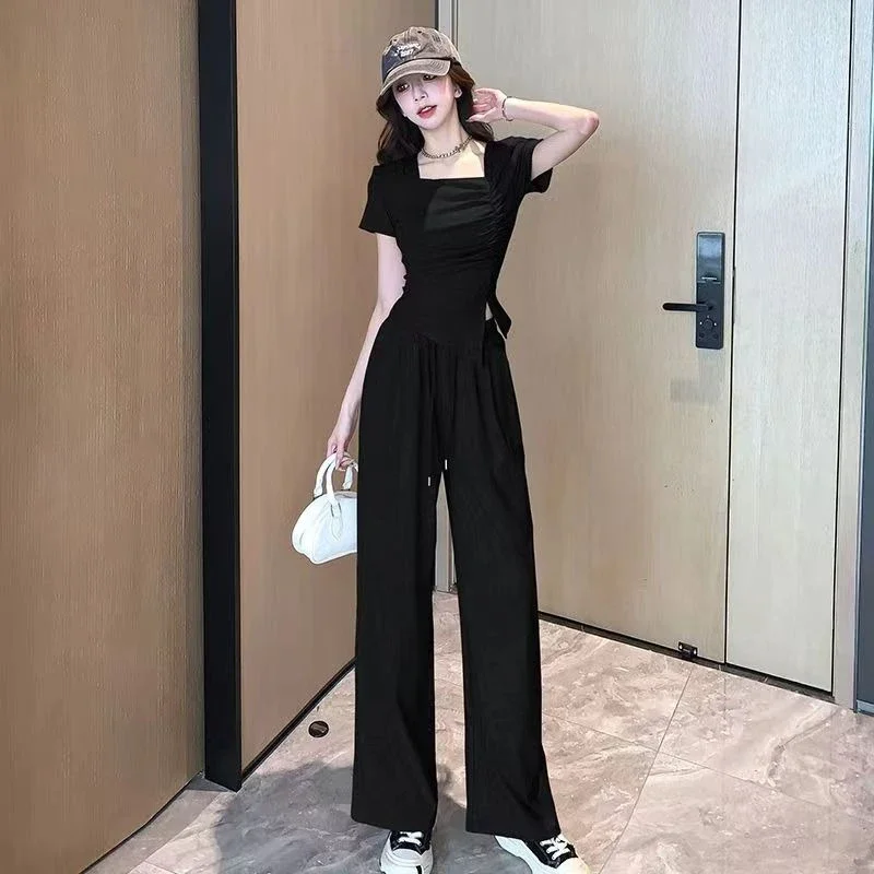 

Wide Leg Trousers Woman Groups of Cheap Promotion Casual Elegant Clothing Sales Wholesale Bulk Chic Pant Sets for Women 2 Pieces