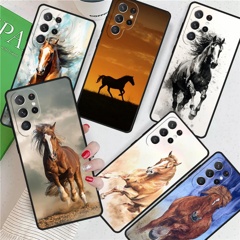 Galloping Horse For Samsung Galaxy S24 Ultra S21 S22 S8 S9 S10E Note 10 20 Plus FE S23 Phone case Cover Coque