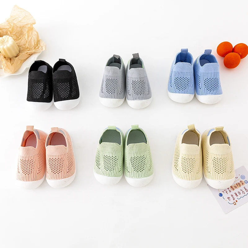 Frühling beliebte neue Babys chuhe Mesh stricken atmungsaktive Kinder Mädchen Jungen 0-3t Sommer Slip-On lässige Turnschuhe Kleinkind rutsch feste Pre walker