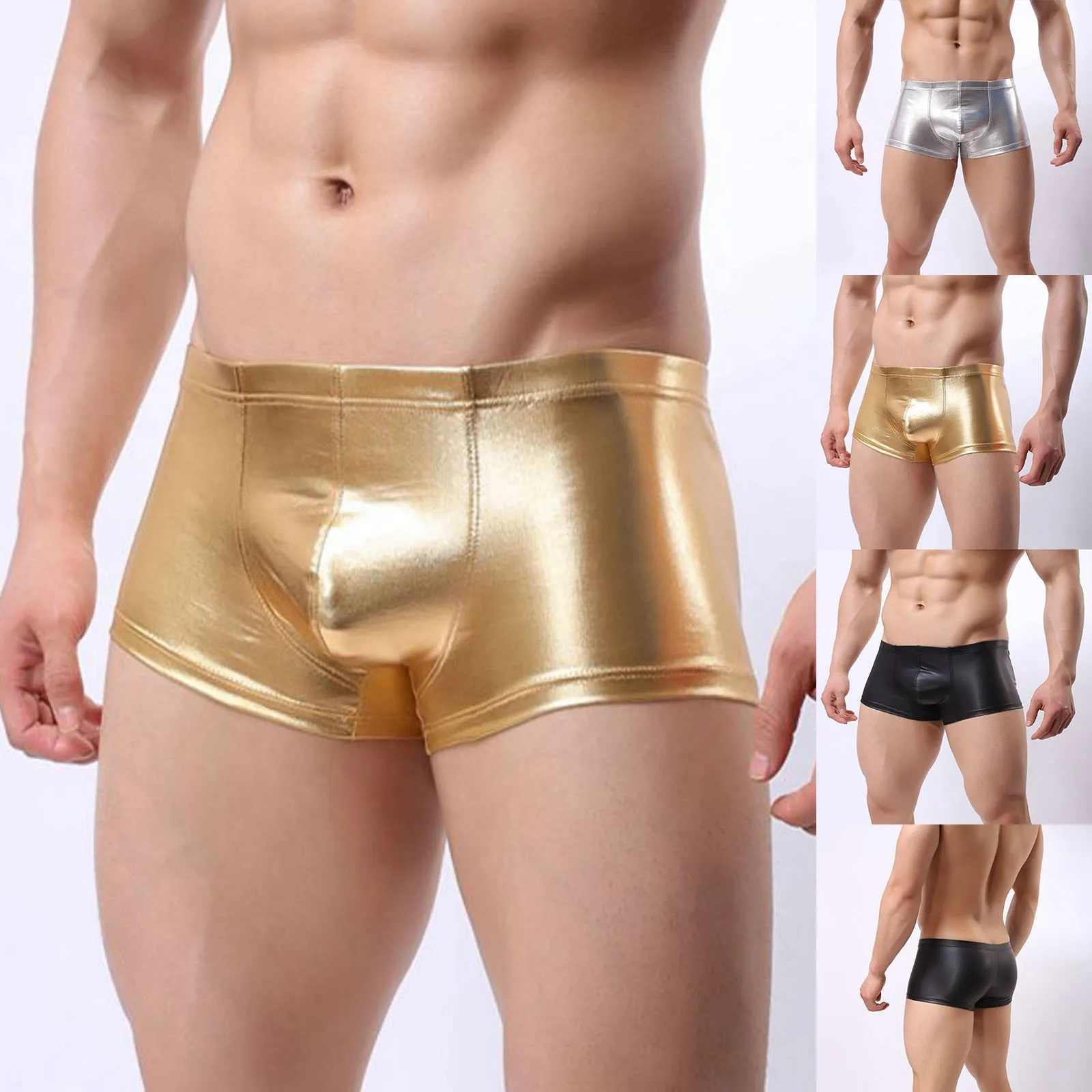 

Mens Travel Underwear Mens Faux Leather Painted Flat Angle Underwear Sexy Enhancing Four Corner Big Man Underwear Men Pack