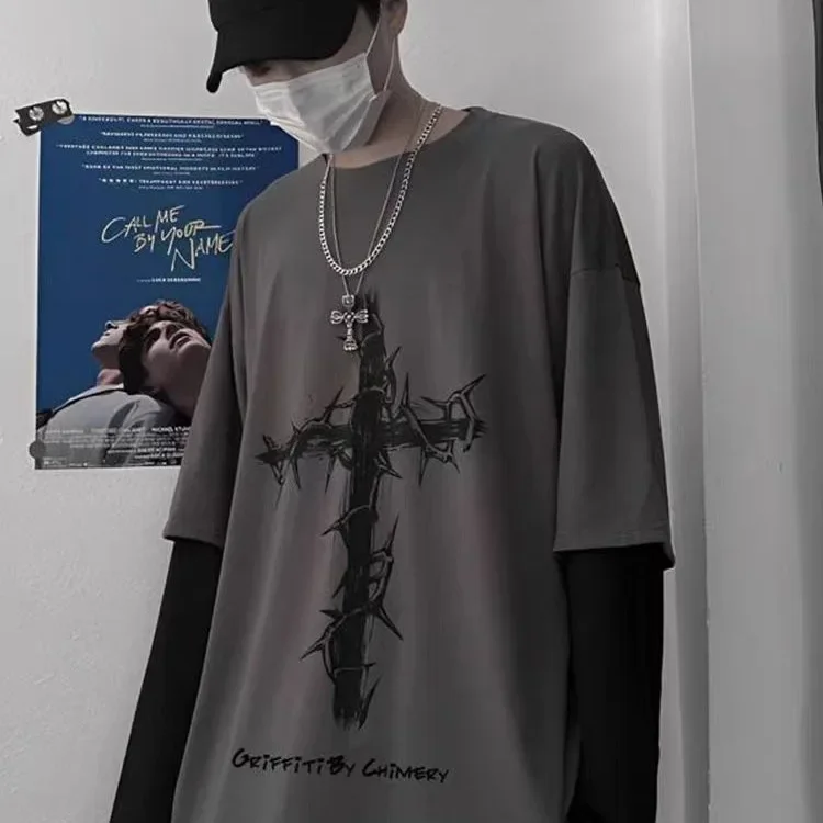 للجنسين طاقم الرقبة تي شيرت الصيف نمط جديد عصري متعدد الاستخدامات عادية جولة الرقبة الأعلى للرجال والنساء إلكتروني طباعة بسيطة Desi