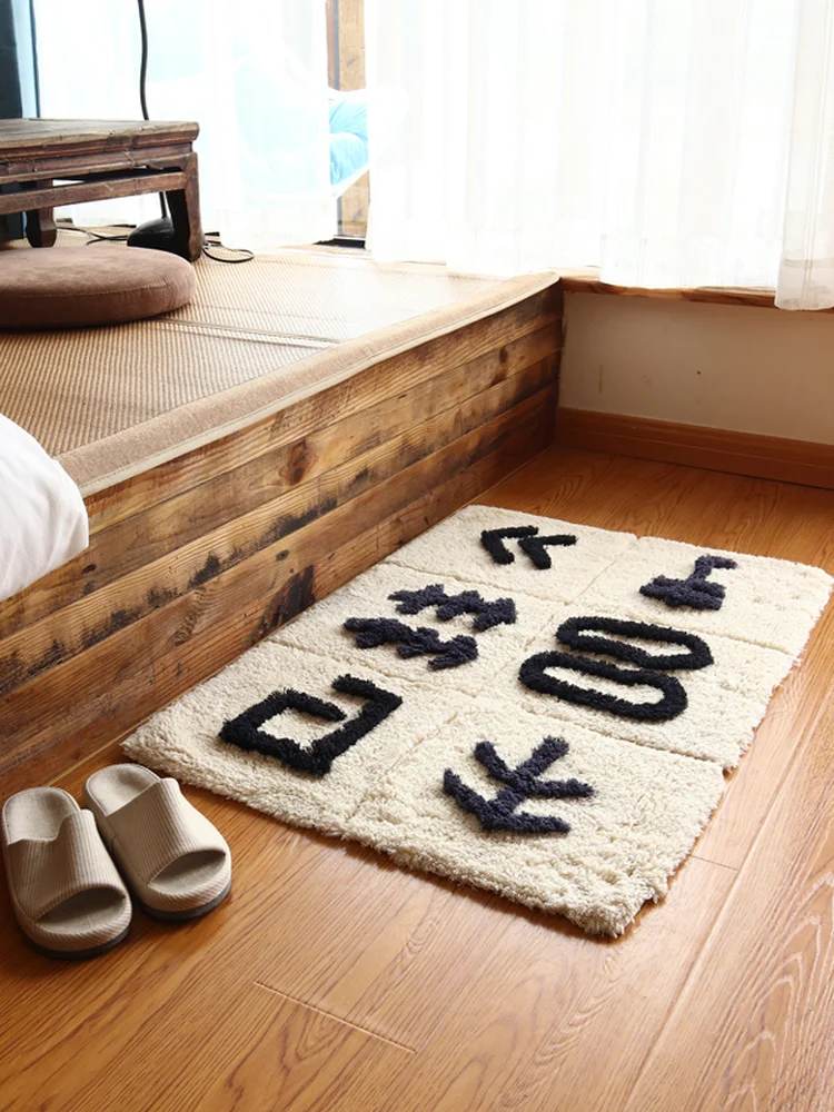 

Pure Cotton Long Plu Floor Mat hine Waable Batoom Bedroom Anti-Slip Foot Pad Home Use Rug Comfortable Soft Material