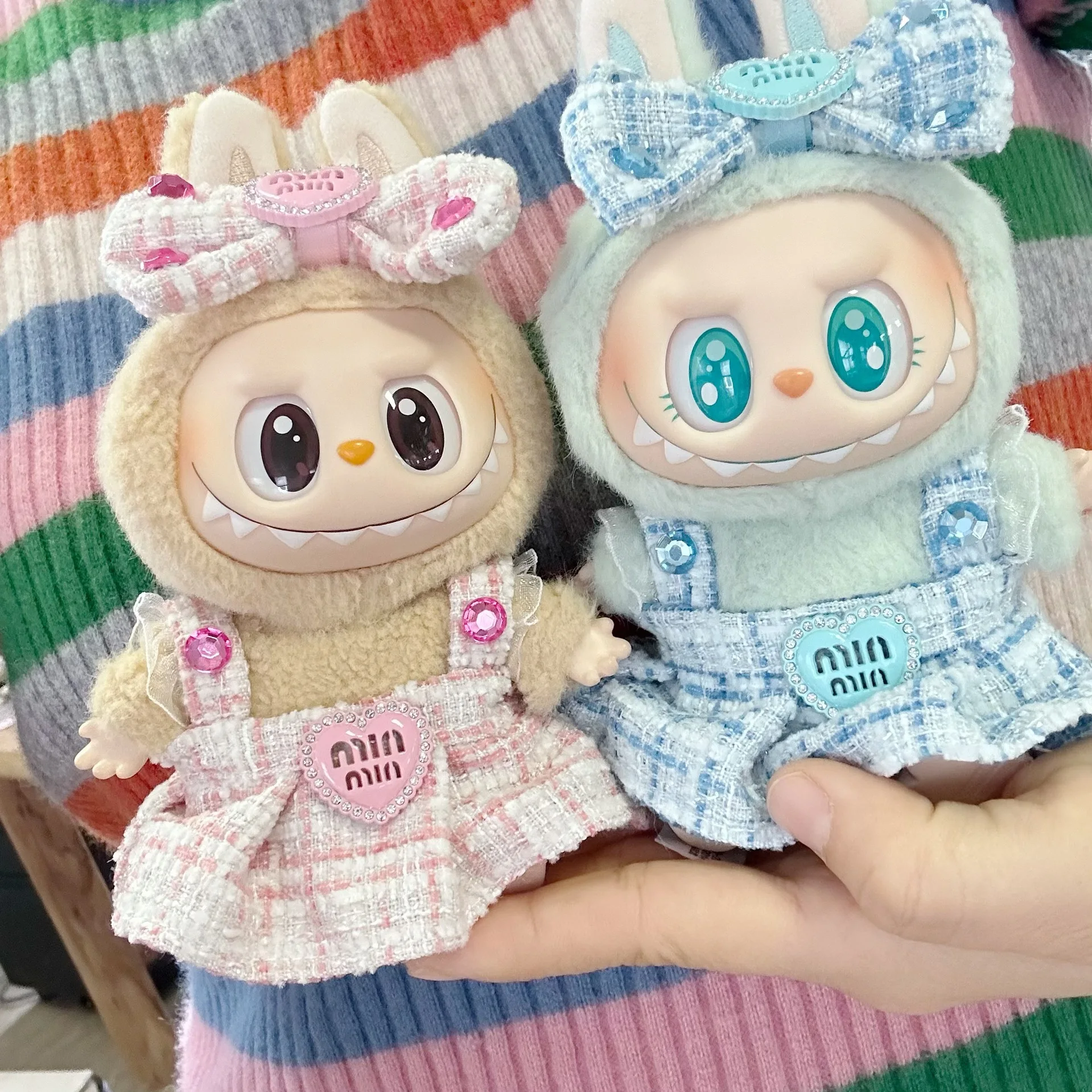 17cm Labubu Dolls Clothing Cute Mini Plush Doll'S Clothes The Monster Outfit Accessories Princess Dress Pearl Mini Pink Gifts