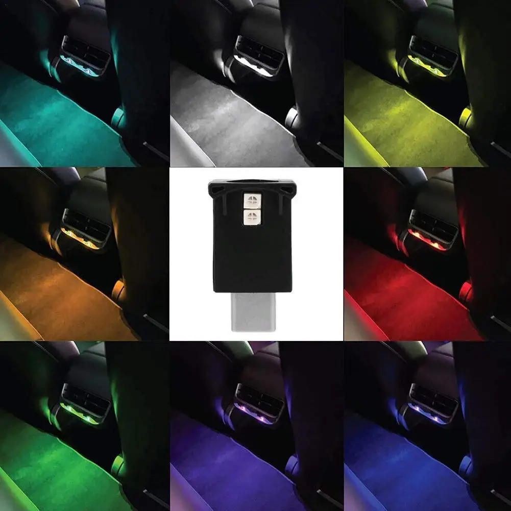 Car Ambient Light Type-C LED Ambient Light 8 Colors RGB Dynamic Gradient Brightness Adjustable Interior Atmosphere Lamp Car Lamp