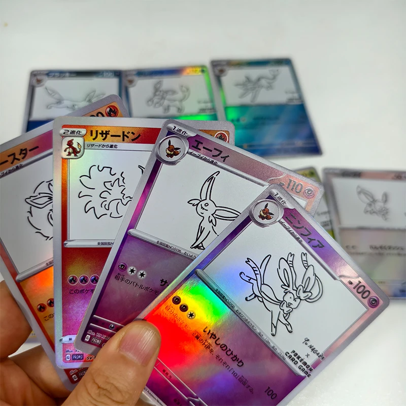 

DIY 11 шт./компл. PTCG японская фольгированная карта серии Eeveelution игровые коллекционные карты Charizard Umbreon Sylveon Vaporeon Leafeon игрушки