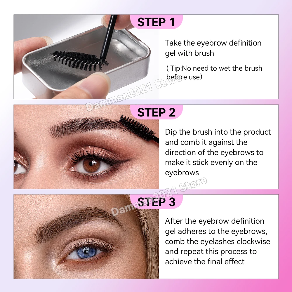 Damman 1 pz Gel per lo styling delle sopracciglia tridimensionale Gel per fissare le sopracciglia trasparente Gel per fissare le sopracciglia a lunga durata impermeabile