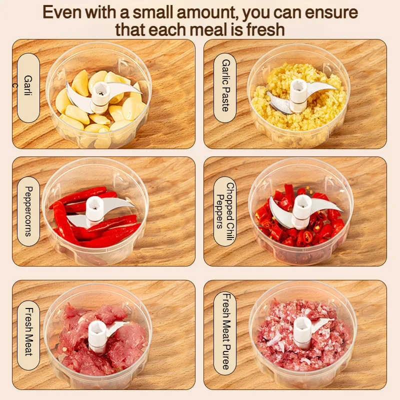 Mini Electric Garlic Chopper Automatic Garlic Mincer Kitchen Food Processor Portable Household Garlic Grinder Vegetable Cutter