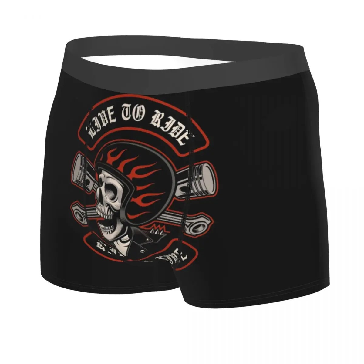 Male Cool Biker Motorcycle Skull Rockabilly Underwear Boxer Briefs Men Soft Shorts Underpants