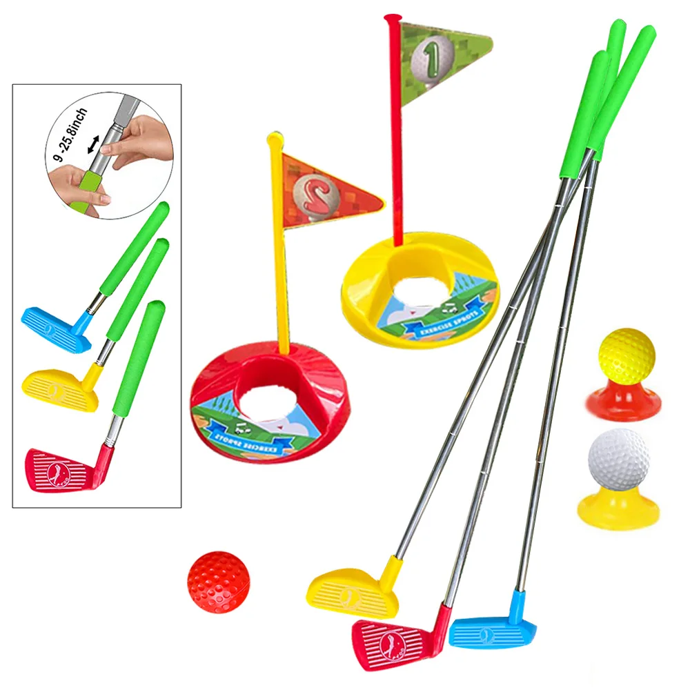 Golf  Set Toy for Kids Toddlers Meatl Golf Clubs Flags Practice colour Balls Sports Indoor Game Golf 24 inch Training 12 PCS