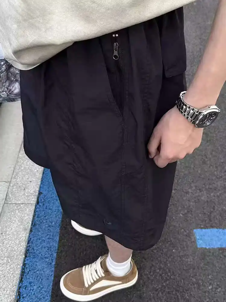 여름 반바지 남자 방수 빠른 건조 UV 나일론 비치 반바지 남자 미국 패션 브랜드 느슨한 캐주얼 스포츠 반바지 작업복