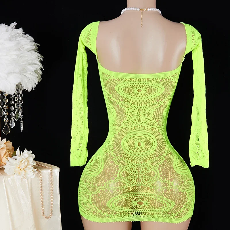 جديد تيدي بيبي دول شفافة ساحة الرقبة ارتداءها مثير النساء الملابس الداخلية الجوف خارج شبكة Bodycon فستان الملابس الداخلية المثيرة #3